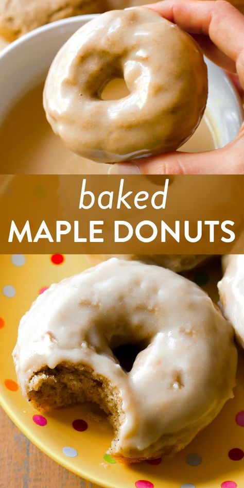 Maple Donuts, Homemade Donuts Recipe, Baked Donut Recipes, Glazed Donuts, Breakfast Sweets, Homemade Donuts, Doughnut Recipe, Maple Glaze, Oreo Dessert