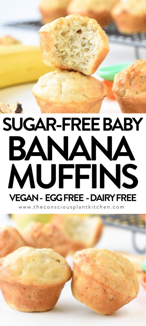 Healthy Banana Muffins For Toddlers, No Sugar Added Banana Muffins, No Sugar Muffins For Baby, Baby Led Weening Food Ideas, Banana Baby Recipes, Kids Banana Muffins, Easy Baby Muffin Recipe, Baby Led Weaning Banana Recipes, Baby Muffins No Sugar