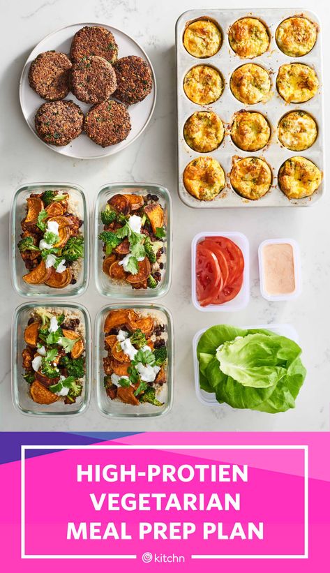 High-Protein Vegetarian Meal Prep for 1 Week of Meals in 2 Hours | Kitchn Vegetarian Breakfasts, Veggie Meal Prep, Vegetarian High Protein, Meal Prep Plan, Protein Meal Plan, Protein Vegetarian, High Protein Vegetarian Recipes, Quick Vegan Meals, Vegetarian Meal Plan