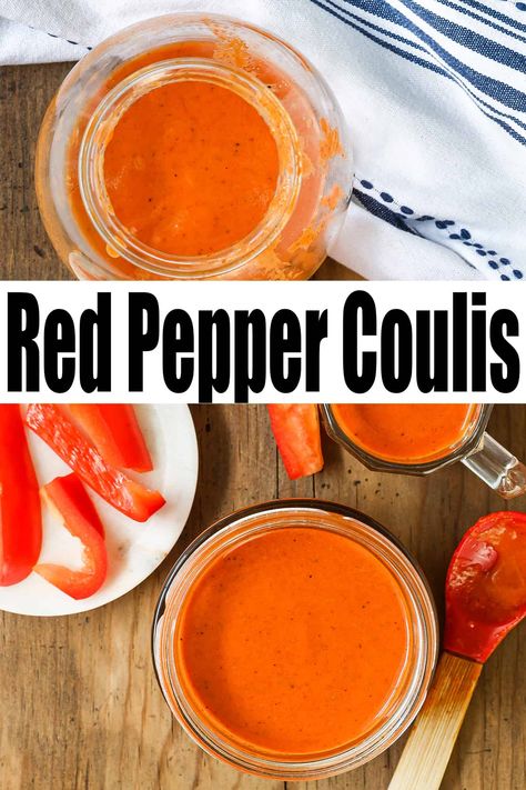 Fresh Pepper Sauce, Red Pepper Oil Recipe, Red Bell Pepper Sauce Recipes, Roasted Red Pepper Puree, Sweet Pepper Sauce, Red Pepper Coulis Recipe, Bell Pepper Sauce Recipe, Red Pepper Puree, Red Bell Pepper Sauce