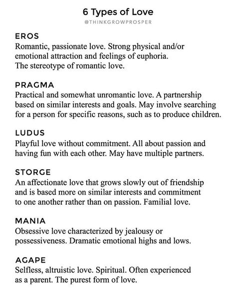 Psychologist John Alan Lee first introduced the idea of the six styles of love, using several of the Greek words for love. I think it's so interesting that there are four different words for love in the Greek language and only one in English 🤔 ❤️ #thinkgrowprosper Types Of Love Greek, Different Words For Love, Greek Words For Love, Words For Love, Types Of Love, Alan Lee, Unique Words Definitions, Latin Phrases, Greek Language