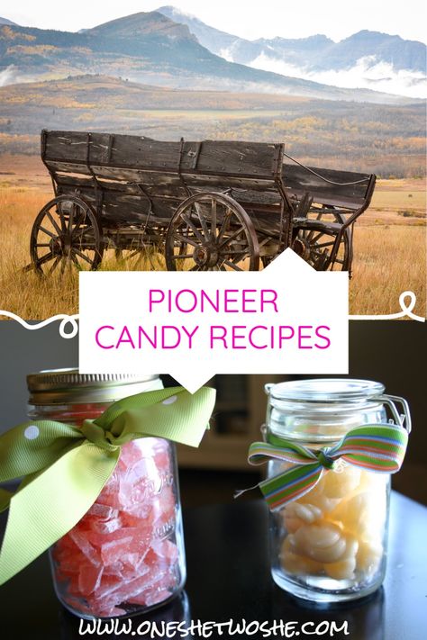 Super fun to make!! Hard taffy and old fashioned rock candy. Great for Pioneer Days, 1800s homeschool lessons, Little House on the Prairie projects, and just for fun! #littlehouse #mormonpioneer #pioneerrecipes #homestead #lds #pioneerdays #primaryactivities Pioneer Recipes Old, Pioneer Homeschool Activities, Lds Pioneer Day Activities, Pioneer Trek Ma And Pa, Little House On The Prairie Christmas, Pioneer Birthday Party Ideas, Little House On The Prairie Recipes, Pioneer Day Food, Pioneer Snacks