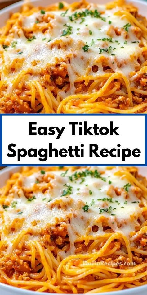 Looking for a family-friendly recipe? This TikTok Spaghetti Recipe is not only delicious but also encourages everyone to gather around the table, creating memorable moments over a comforting, satisfying meal. Viral Tiktok Spaghetti, Tiktok Spaghetti, Spaghetti Recipe, Viral Tiktok, Spaghetti Recipes, Easy Casserole Recipes, Meat Sauce, Dinner Idea, Easy Casserole