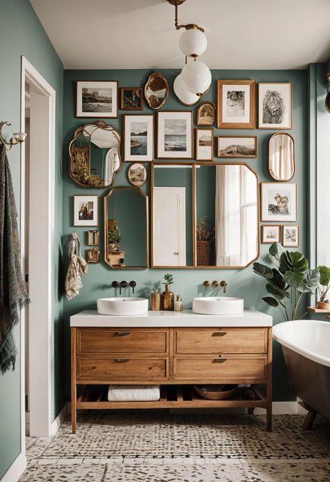 27 Unbelievable Boho Bathroom Inspirations for Your Home Makeover - Drop By My Home Boho Bathroom Blue, Modern Boho Bathroom, Earthy Bathroom, Teal Bathroom Ideas, Boho Bathroom Ideas, Teal Bathroom, Bathroom Makeovers, Bohemian Bathroom, Bathroom Accent Wall