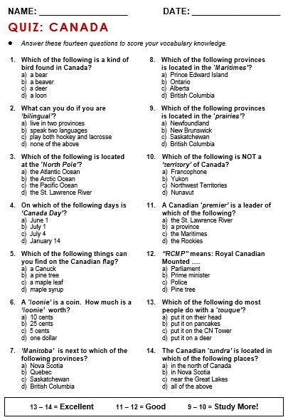 Canada Quiz Canada Day Games For Kids, Canada Day Ideas, Canada Day Activities For Kids, Canada Worksheet, Canada Day Games, Canada Facts For Kids, Canada Day Activities, Canada Geography, Canada Facts