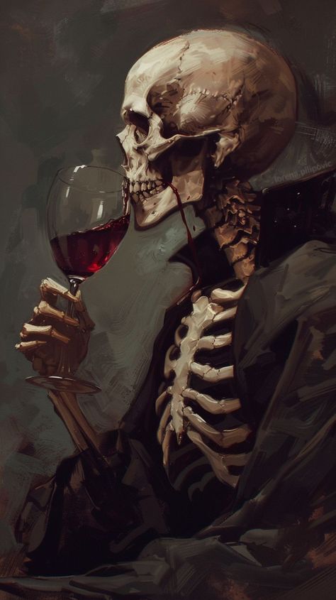 Skeleton Painting Aesthetic, Skeleton Art Aesthetic Dark, Skeleton Art Dark, Skeleton Drinking Wine, Skeleton Art Drawing, Skeleton Painting, Skeleton Wallpaper, Skeleton Drinking, Rennaissance Art