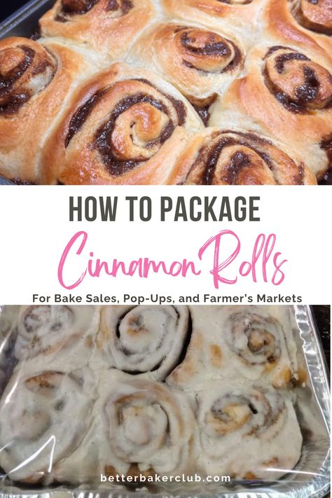 Cinnamon Roll Packaging, Cinnamon Roll Gift, Bakery Boxes Packaging, Fundraiser Bake Sale, Bake Sale Displays, Cinnamon Roll Recipes, Homemade Cinnamon Roll, Bakery Business Plan, Bake Sale Packaging