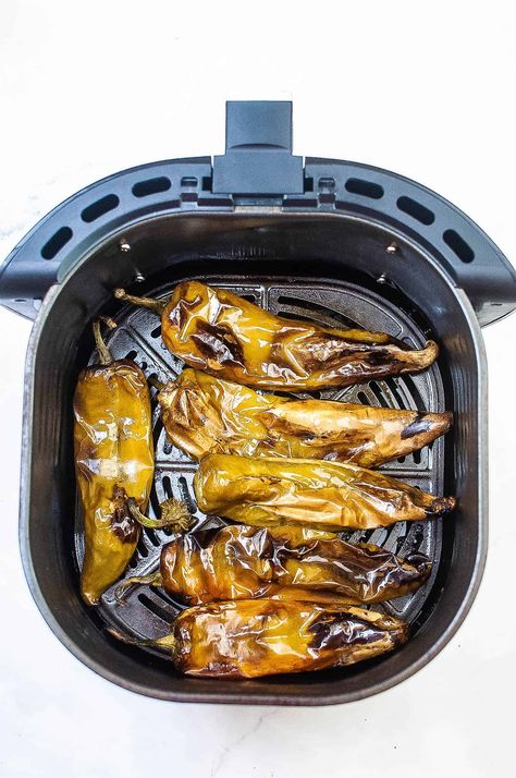 Air Fryer Hatch Green Chiles Chile Relleno Air Fryer, Hatch Chili Peppers, Hatch Green Chili Recipe, Roasted Chili Peppers, Hatch Chili Recipes, Hatch Peppers, Roasted Green Chili, Hatch Green Chili, Hatch Chiles