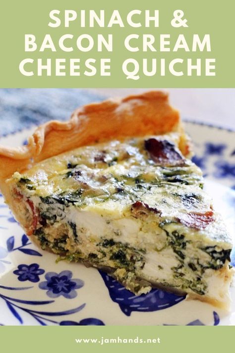 Spinach, Bacon, Cream Cheese and Swiss Quiche Bacon And Spinach Quiche, Cheesy Quiche, Spinach And Bacon Quiche, Bacon Quiche Recipe, Bacon Spinach Quiche, Cheese Quiche Recipe, Spinach And Bacon, Spinach Quiche Recipes, Wide Kitchen