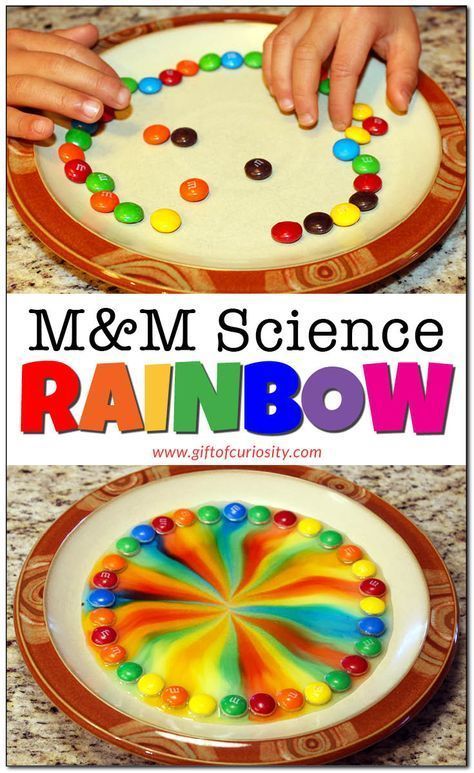 M&M science rainbow Vetenskapliga Experiment, Candy Science, Kid Science, Rainbow Activities, Preschool Science Activities, Science Experiments For Preschoolers, Kid Experiments, Science Projects For Kids, Project For Kids