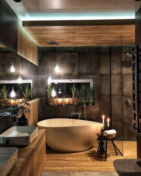 How To Create The Perfect Industrial Bathroom - Decoholic Industrial Bathroom Design, Bathroom Design Decor, Bathroom Design Luxury, Dream Bathrooms, Bath Room, Dream House Interior, House Bathroom, Beautiful Bathrooms, Modern Bathroom Design