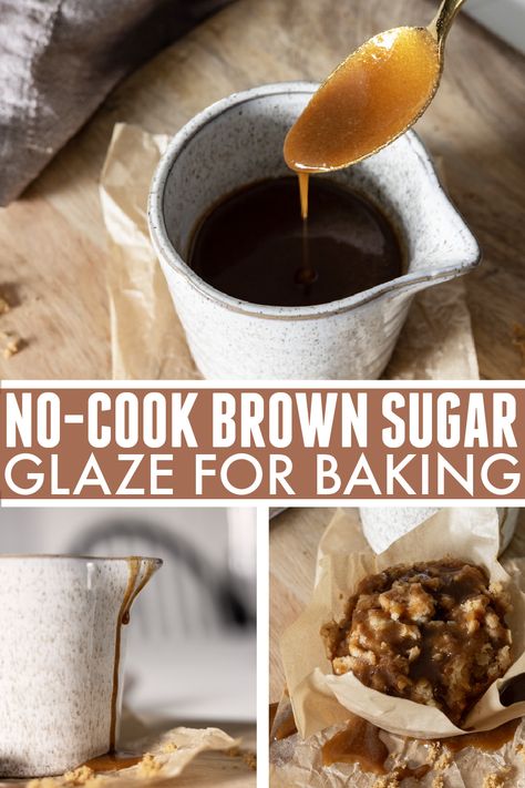 This brown sugar glaze recipe comes together in minutes and does not require cooking over a stovetop or even heating in the microwave. It's an easy and indulgent decorating solution for so many of your favorite baked goods. Sugar Glaze Recipe, Christmas No Bake Treats, Adorable Desserts, Fall Treats Recipes, Indulgent Recipes, Make Brown Sugar, Caramel Glaze, Brown Sugar Glaze, Sugar Glaze