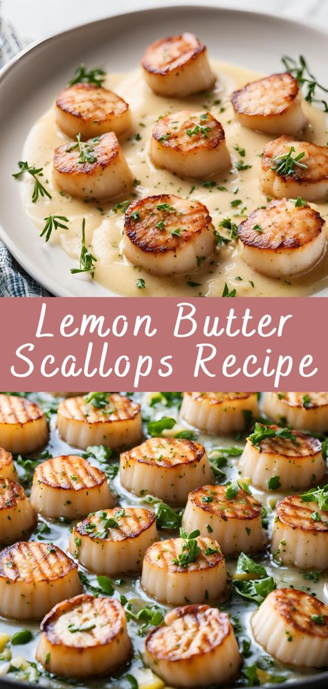 Scallops With Lemon Butter Sauce, Seared Scallops With Brown Butter And Lemon Pan Sauce, Baked Shrimp And Scallops, Pan Seared Scallops Butter, Sauteed Shrimp And Scallops, Elegant Fish Recipes, Simple Scallop Recipes, Blackened Scallops Recipes, Scallop Recipes Dinner