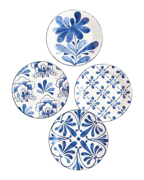 Summer Grill, White Salad, Diy Pottery Painting, Santorini Blue, Diy Air Dry Clay, Pottery Painting Designs, Keramik Design, Blue Pottery, Diy Pottery