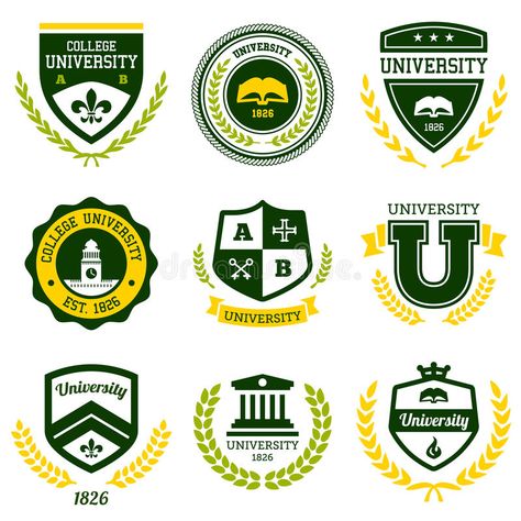 University and college crests. Set of university and college school crests and e , #spon, #crests, #college, #University, #Set, #emblems #ad Advertising Campaign Design, Dr Logo, Photoshop Poster Design, Photo Elements, School Badges, Logo Shapes, Education Logo, University Logo, College Logo