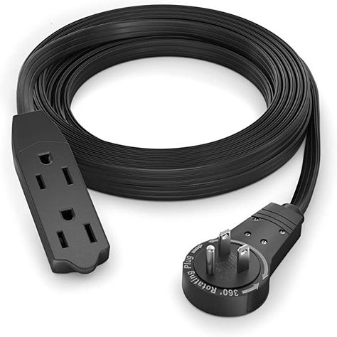 Amazon.com: Maximm Cable 15 Ft 360° Rotating Flat Plug Extension Cord / Wire, 16 AWG Multi 3 Outlet Extension Wire, 3 Prong Grounded Wire - Black - UL Certified : Tools & Home Improvement Outlet Extension, Outdoor Extension Cord, Type A Type B, Hose Hanger, Extension Cords, Computer Camera, Usb Outlet, Wall Plug, Wall Outlets