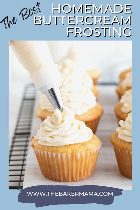 Learn how to make Buttercream Frosting at home. Get all of my tips and tricks for making a simple, sweet frosting perfect for cakes and cupcakes. With a thick, creamy texture and a sweet, subtle vanilla flavor, it tastes decadent and delicious. And it easy to make! How To Make Cake Icing Homemade, Basic Buttercream Frosting, Home Made Frosting Easy, How To Make Homemade Icing, Simple Butter Cream Frosting Recipe, How To Make Cake Icing, How To Make Buttercream, Best Frosting For Cupcakes, How To Make Buttercream Frosting