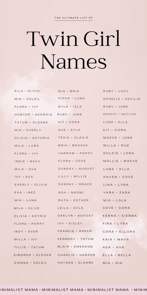 Fantasy Twin Names, Twin Names For Girls, Baby Names For Twins, Names That Rhyme, 4 Letter Girl Names, Names For Twins, Lettering Idea, Twin Girl Names, Twins Aesthetic