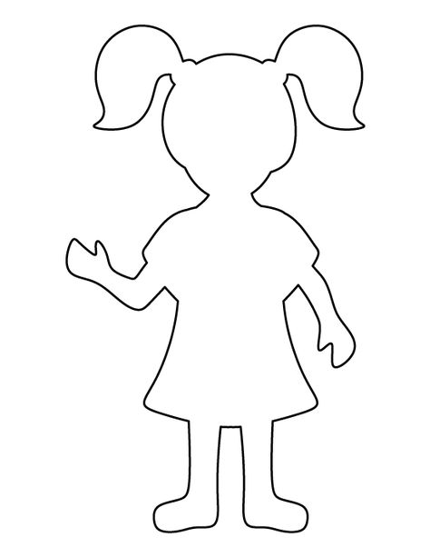 Girl pattern. Use the printable outline for crafts, creating stencils, scrapbooking, and more. Free PDF template to download and print at http://patternuniverse.com/download/girl-pattern/ Outline Of A Girl, Person Template, Printable Outline, Girl Template, Girl Outlines, Body Template, Stencils Printables, Sunday School Crafts, Bible Crafts