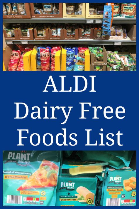 Aldi Dairy Free Foods List – The best dairy-free food finds to put on your shopping list – with a video tour of the top products at my local store. Dairy Free Foods List, Dairy Free Food List, Dairy Free Foods, No Dairy Diet, Lactose Free Dairy Products, Aldi Gluten Free, Dairy Free Recipes For Kids, Dairy Free Deserts, Dairy Free Lunch