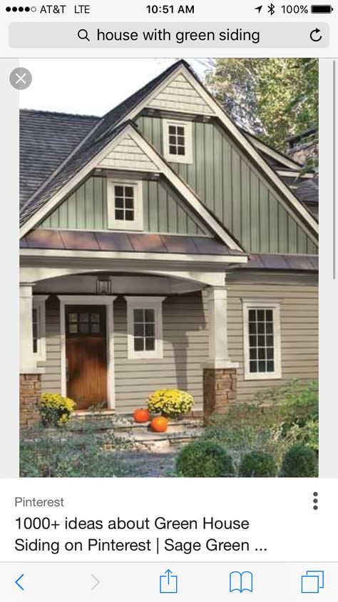 Paint colors? Love the two tone beige and green. House In The Country, Brown Roof, Exterior House Color, Craftsman Exterior, Siding Colors, Cottage Exterior, Exterior Color Schemes, Casa Exterior, Exterior Paint Colors For House