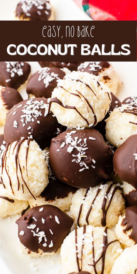 Chocolate Covered Coconut Balls Recipe No Bake Coconut Balls Recipe, Coconut Bon Bons Recipe, No Bake Coconut Balls, Coconut Balls Recipe, No Bake Coconut Cookies, Rolled Sugar Cookie Recipe, Classic Coffee Cake, Christmas Baking Cookies, Coconut Balls