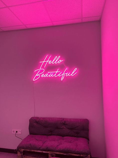 Hello Beautiful: Custom Pink LED Neon Sign for Your Beauty Business Esthetician Office, Hello Beautiful Sign, Lash Studio Decor, Pink Led Lights, Waxing Room, Lash Studio, Neon Led Sign, Esthetician Room, Salon Signs