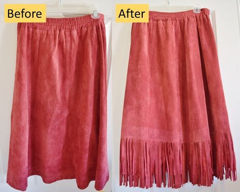 How to Make Your Own Fringe Skirt If you’ve been reading the magazines or any article on what to wear lately, I’m sure you’ve noticed a lot of fringe reappearing! This idea came to me when my mom showed me this skirt from her closet and asked me to measure it so she could shorten it. … Diy Fringe Dress, Fringe Skirt Diy, Fringe Series, Hebrew Fashion, Israelite Women, Fashion Upcycle, Patchwork Skirts, Diy Fringe, Fringe Clothing