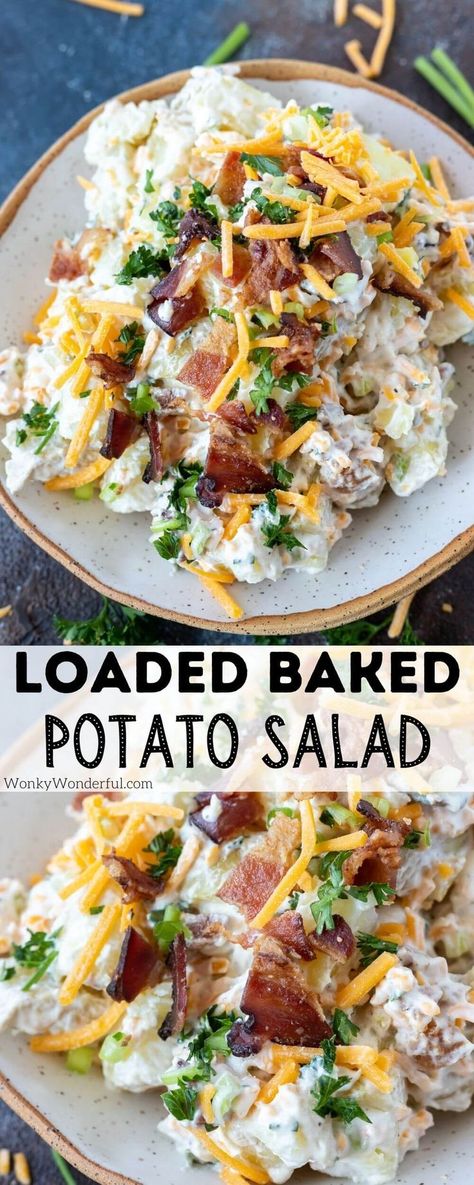 Dish To Bring To A Cookout, Loaded Baked Potato Salad Recipe, Baked Potato Salad Recipe, Loaded Potato Salad, Potatoes Salad, Loaded Baked Potato Salad, Best Potato Salad Recipe, Baked Potato Salad, Summer Sides