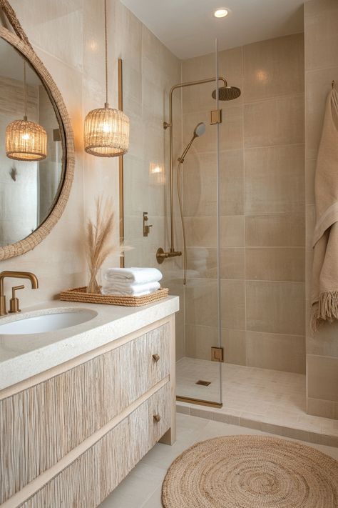 Transform your space with these cozy modern bathroom ideas! Natural textures and warm tones create a serene and inviting vibe. Discover how to blend style and comfort effortlessly. #BathroomDesign #ModernDecor #HomeInspiration Cozy Modern Bathroom, Bathroom Ideas Natural, Warm Bathroom Ideas, Natural Bathroom Design, Gray Interior Design, Organic Modern Bathroom, Earthy Bathroom, Interior Decoration Ideas, Gray Decor