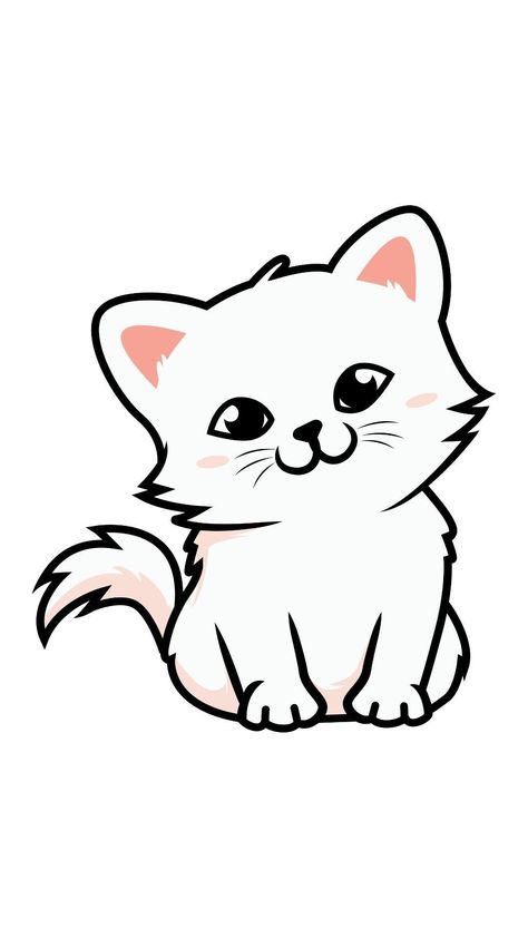 Cats And Kittens Drawings Easy, Cat Face Cute Drawing, Cute Cats Drawing Easy, Cute Cat Face Drawing Simple, Cat Drawing Easy Cute, Drawing Of Cats Easy, How To Draw Cat Face, Cartoon Cat Drawing Easy, Cat Face Drawing Simple