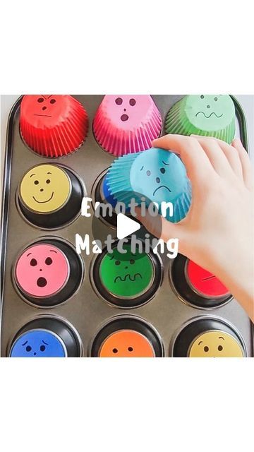 𝗡𝗶𝗻𝗶 𝗚𝗿𝗮𝘆𝗰𝗲 on Instagram: "Is it sad that I've bought a brand new muffin tin purely for play purposes?🫣 

This activity provides a great opportunity to learn about and recognise emotions. Pointing out what each expression could mean (angry, silly, sad etc) is a great way to reinforce the meaning/emotion behind the faces and ultimately help your toddler identify and express their own feelings. 

It's also great for fine motor development, colour recognition, focus & concentration, and language development!

Enjoy!!🤍" Feeling Prek Activities, Fine Motor Activities For Sen, Emotion Sensory Activities, Manners And Feelings Preschool Crafts, Emotions Fine Motor Activity, Feelings For Preschool Activities, I Think I Feel Preschool Activities, Emotions Activities For Preschoolers, Feelings And Emotions Art Preschool Craft