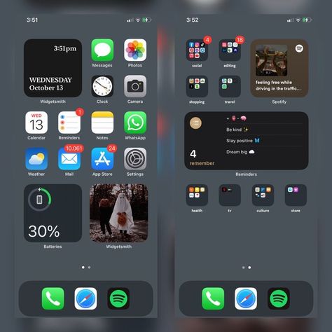 Organization Ideas For Homescreen, Organise Iphone Home Screen, Them Iphone, How To Personalize Iphone Home Screen, Widgetsmith Homescreen Ideas, Iphone 15 Layout Ideas, App Organization Iphone Homescreen Ideas, Iphone 15 Home Screen, Iphone 15 Layout