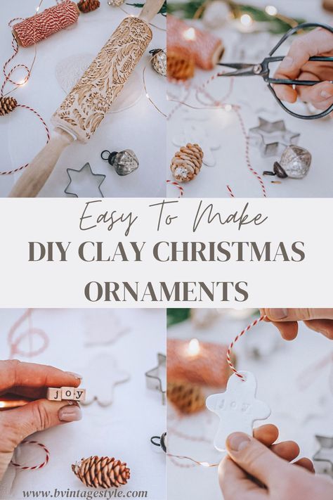 Step by step directions with photos on how to make DIY air dry clay Christmas ornaments. These beautiful handmade ornaments can be used for gift tags, tree ornaments, personalized gifts and more. Dry Clay Ornaments, Air Dry Clay Christmas Ornaments, Air Dry Clay Ornaments, Air Dry Clay Christmas, Make Air Dry Clay, Clay Christmas Ornaments, Christmas Ornaments Diy Kids, Clay Gift Tags, Natural Christmas Decor