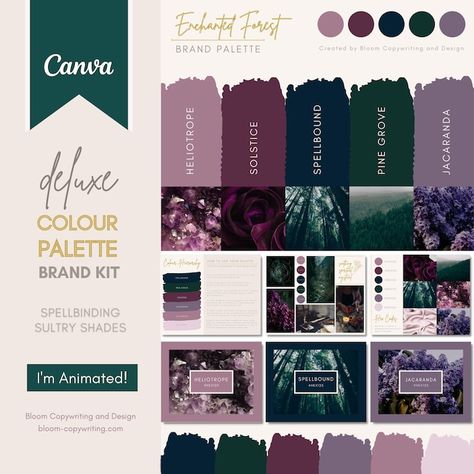 CreateGrowBloom - Etsy Green Home Paint Color Schemes, Fairytale Wedding Ideas Enchanted Forest, Jewel Tone Hex Codes, Mystical Forest Color Palette, Purple Green Silver Color Palettes, Purple Jewel Tone Color Palette, Emerald Green And Purple Color Palette, High End Brand Color Palette, Dark Purple Wedding Palette