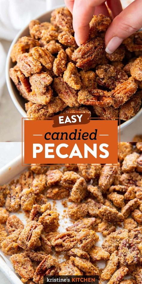 Best Candied Pecans, Candied Pecans Easy, Easy Candied Pecans, Pecan Recipes Easy, Salad Topping, Candied Pecans Recipe, Spiced Pecans, A Charcuterie Board, Nut Recipes