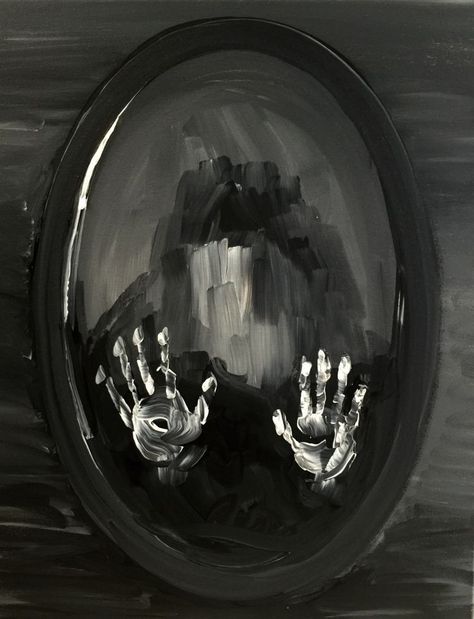 Blurred Art Paintings, Things To Paint On Canvas Aesthetic Dark, Painting Person Face, Emotional Paintings Easy, Goth Painting Ideas, Vintage Macabre, Calming Crafts, Ghost In The Mirror, Horror Paintings