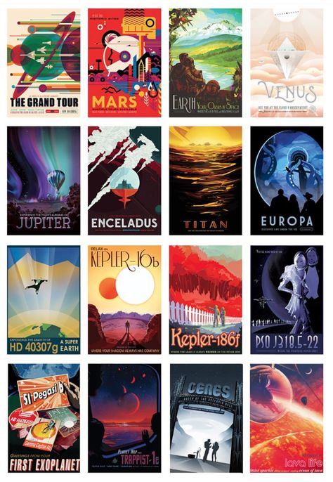 Download: ‘Visions of the Future’ Poster Series for NASA Designed by JPL aka The Studio Nasa Visions Of The Future, Sci Fi Bedroom Aesthetic, Nasa Poster Vintage, Poster Series Design, Nasa Travel Posters, Nasa Vintage Posters, Nasa Space Posters, Nasa Posters, Nasa Design