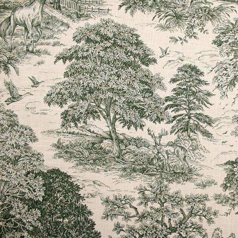 S6401 Classic Green | Greenhouse Fabrics Print Textiles, Green Chinoiserie, Greenhouse Fabrics, Toile Pattern, Toile Fabric, Scale Pattern, Horse Ranch, Tapestry Fabric, Chair Fabric