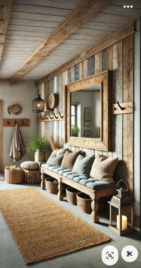 Hallway Decor Ideas, Rustic Hallway, Mudroom Design, Hallway Decor, Home Entrance Decor, Bedroom Boho, House Entrance, Hallway Decorating, Boho Bedroom