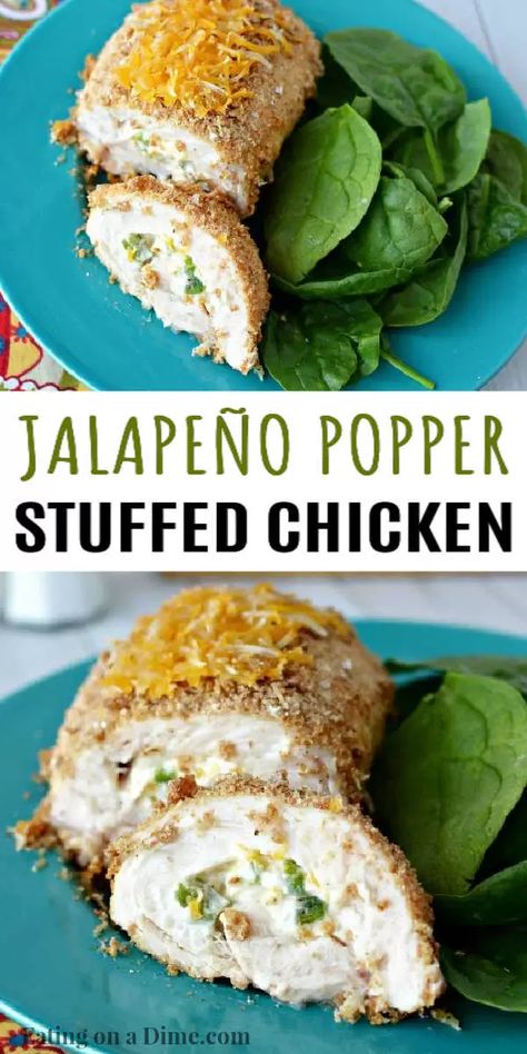 Jalapeño Popper Stuffed Chicken, Jalapeno Popper Stuffed Chicken, Popper Stuffed Chicken, Rolled Chicken Breast, Chicken Breasts Recipe, Chicken Poppers, Popper Chicken, Jalapeno Popper Recipes, Stuffed Chicken Breasts