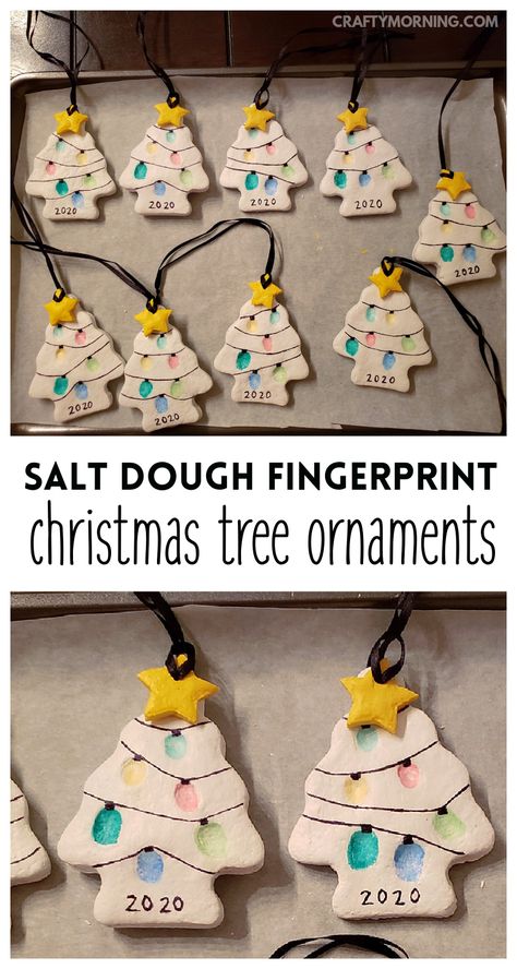 Fingerprint Christmas Tree, Fingerprint Christmas, Baby Christmas Crafts, Classroom Christmas, Preschool Christmas Crafts, Kids Christmas Ornaments, Preschool Christmas, 2023 Christmas, Salt Dough