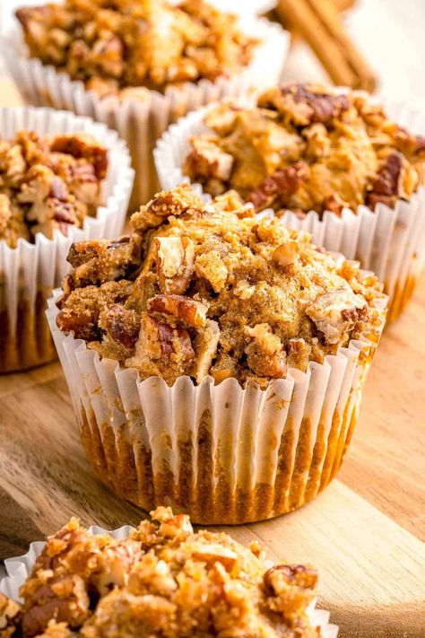 Pumpkin Pecan Muffins Pumpkin Pecan Muffins, Pecan Muffins Recipe, Breakfast Crunchwrap, Fall Muffins, Pumpkin Snack, Pecan Muffins, Table For Two, Pecan Recipes, Crunchy Pecans