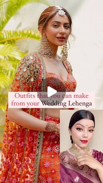 ANUPRIYA | Beauty Content Creator on Instagram: "Outfits that you can make using your wedding lehenga. Save and share with others and do try out these amazing outfit ideas using your old lehenga .   #ethnicwear #ethnicoutfits #indianwear #bridaltrends #bridetobe #outfitfromlehenga #weddinglehenga #bridalstyle #bollywoodcelebrities #celebritystylist #banarasisaree #lehengasaree #lehenga #bridallehenga #banarasilehenga #silklehenga #sareeblouse #styleguide #bridalsaree #stylingtips #fashiontips #beautyreels #bridallehenga #lehenga #anarkalisuits #outfitfromscratch  #bridalblouse #lehengablouse #shararasuit #garara #bridallehngas #weddingshopping   Outfits that you can make using your wedding lehenga, outfits from lehenga , wedding lehenga reuse , outfits from scratch , wedding lehenga , brid How To Reuse Lehenga, Restyling Wedding Lehenga, Old Lehnga Reuse, Redesign Wedding Lehnga, Rewear Wedding Lehenga, How To Reuse Wedding Lehenga, Reusing Wedding Lehenga, Wedding Lehenga Reuse Ideas, Bridal Lehenga Reuse Ideas