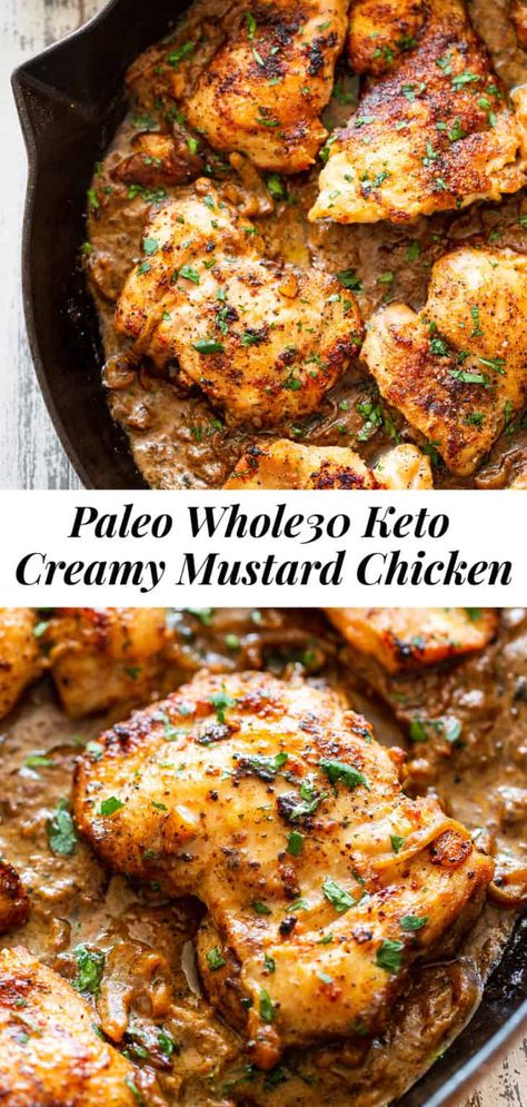 Best Healthy Dinner Recipes Low Carb, Stovetop Dinners, Creamy Mustard Chicken, No Garlic Recipes, Dairy Free Sauce, Whole Grain Recipes, Whole 30 Chicken Recipes, Dairy Free Sauces, Chicken Lickin