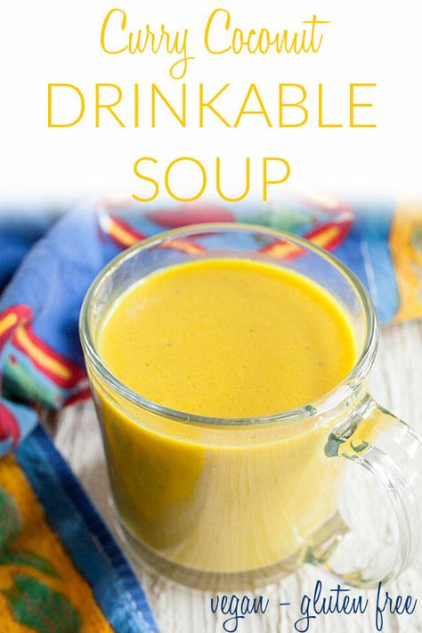 Curry Coconut Drinkable Soup (vegan, gluten free, keto) - This simple sipping soup is perfect for on the go. It's pure comfort food in a mug! #vegansoup #souponthego Drinkable Soup, Food In A Mug, Cabbage Soup Slow Cooker, Chicken Broth Recipes Soup, Sipping Soup, Healthy Cabbage Soup, Soup Recipes Healthy Crockpot, Soup Asian, Gluten Free Recipes For Lunch