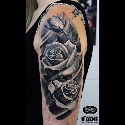 Black and Grey Rose Tattoos Grey Rose Tattoo, Black And Grey Rose Tattoo, Black And Grey Rose, Rose Drawing Tattoo, Mens Lion Tattoo, Rose Tattoos For Women, Pink Tattoo, Black Rose Tattoos, Ribbon Tattoos