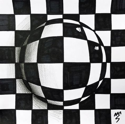 3d sphere (sharpie and black colored pencil) 3d Sphere Drawing, Drawing For Magazine, Drawing For Competition, Pencil Drawing Inspiration, Op Art Lessons, 3d Sphere, Illusion Kunst, Opt Art, Optical Illusion Drawing