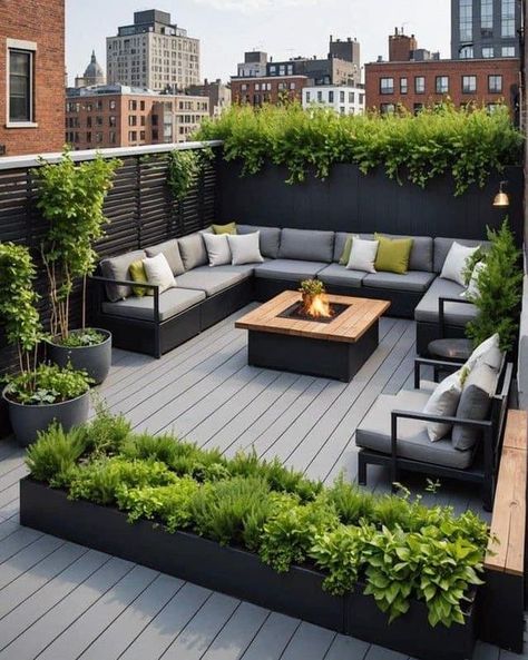 Adpreet Rooftop Garden Ideas Roof Deck, Small Terrace Design Ideas, Nyc Terrace Ideas, Rooftop Patio Design Ideas, Urban Rooftop Terrace, Roof Terrace London, High Rise Patio Ideas, Small Roof Garden Design, Patios Aesthetic