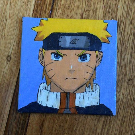 Painting Ideas Mini Canvas, Small Painting Ideas Mini Canvas, Small Painting Ideas, Paint Anime, Naruto Painting, Simple Canvas Paintings, Small Canvas Art, Canvas Acrylic, Small Canvas